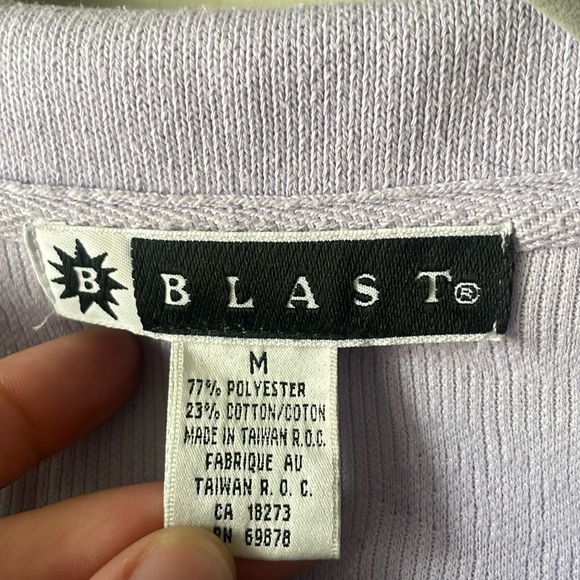 Vintage Blast purple short sleeve button blouse with floral detail - Picture 3 of 6